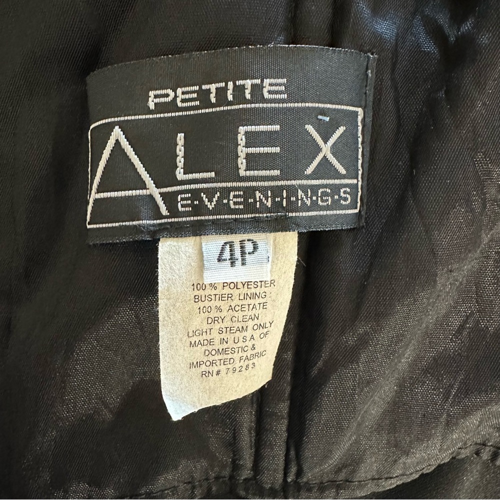 Alex Evenings vintage spaghetti strap formal ball gown prom dress in black. - Picture 5 of 6